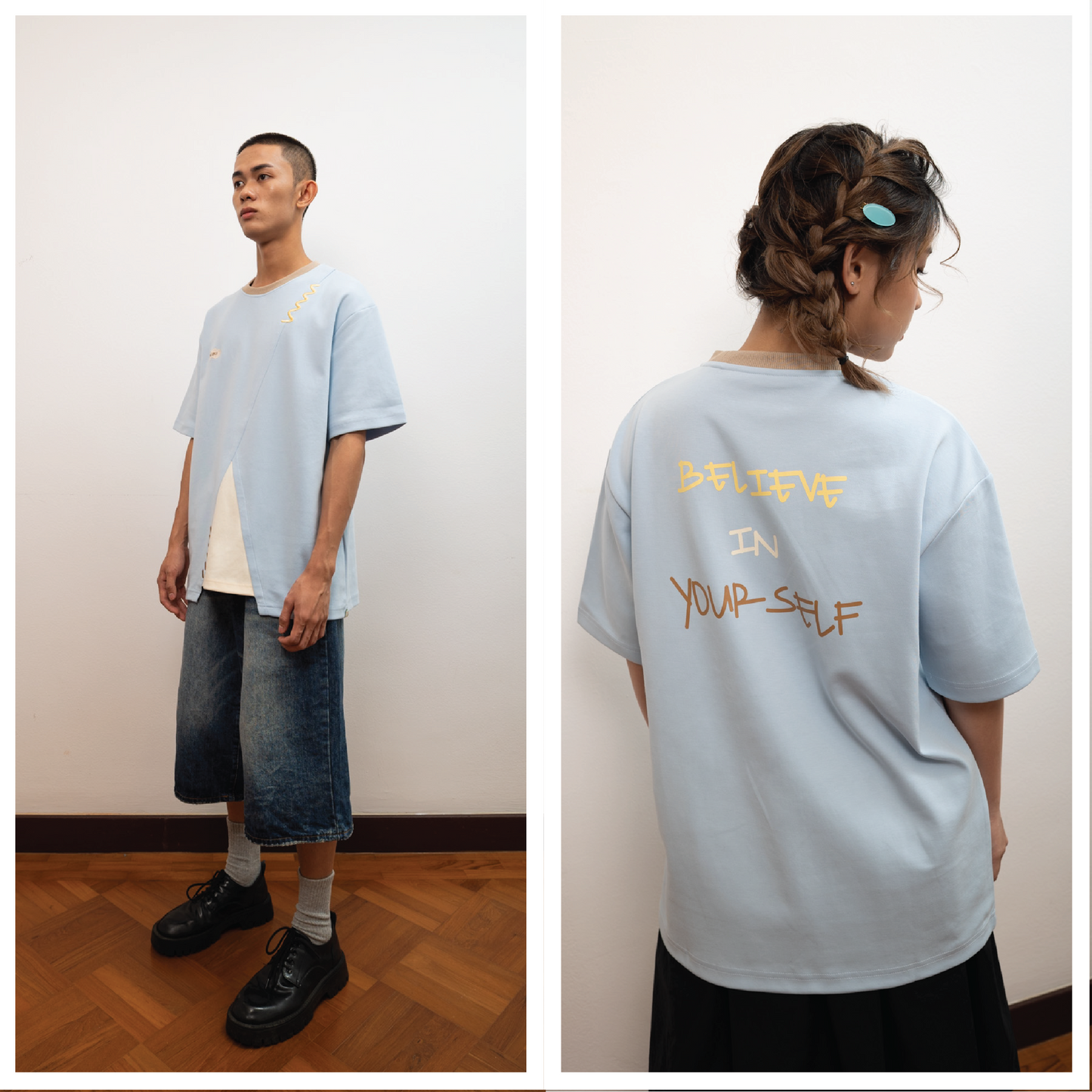 BIY Paneled Tee • Blue