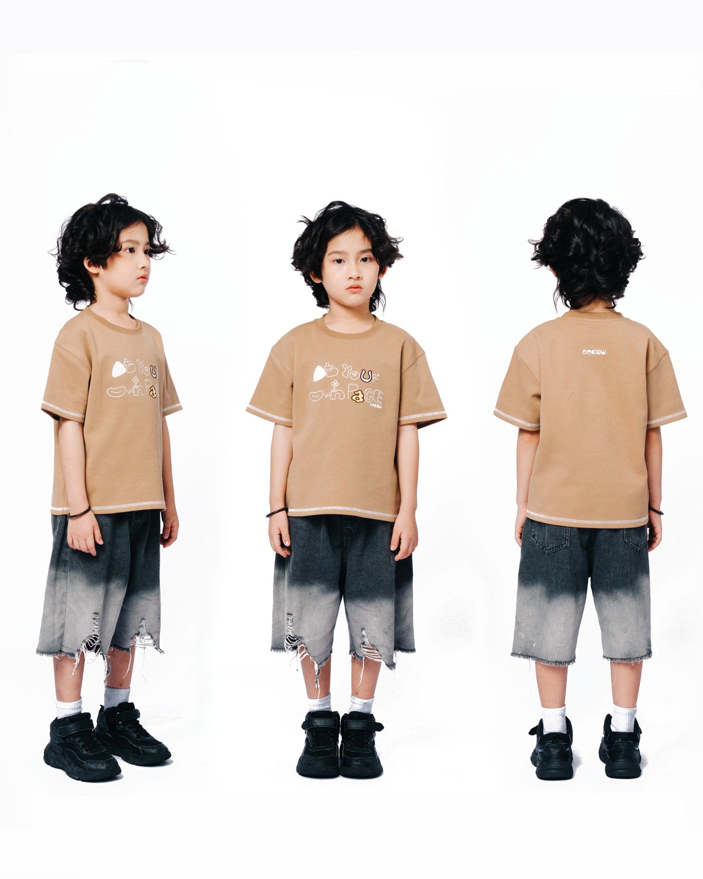 Dmeow At Your Own Pace Tee • Brown - Kids
